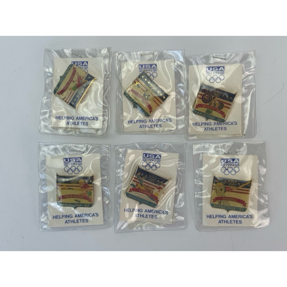 Vintage‎ 1992 USA Olympic Barcelona Sports Pin Lot of 6 NOS Sealed Team USA